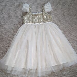Elegant Gold and Cream Kids Formal Dress